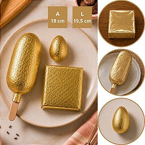 100 FOLHAS PAPEL CHUMBO OURO FOSCO 18X19,5 CM P/ BOLO GELADO