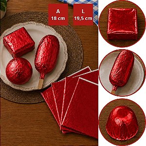 100 FOLHAS PAPEL CHUMBO VERMELHO 18X19,5 CM P/ BOLO GELADO