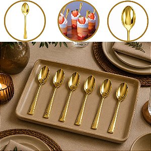 20 COLHER AMERICANA OURO 10 CM PARA DOCES (PLASTILANIA)