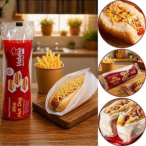 500 SACO MINI HOTDOG ANIVERSARIO FESTA JUNINA 10X14 CM (VABENE)