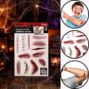 01 TATUAGEM DE PELE HALLOWEEN HEMATOMAS C/02 CARTELAS (REGINA)