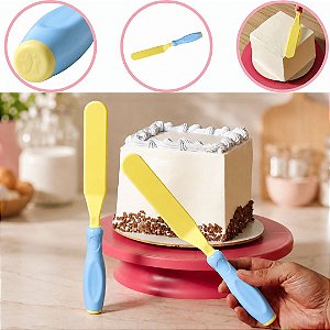 ESPATULA CURVA PARA ALISAR BOLOS E TORTAS AZUL CANDY (BLUESTAR)