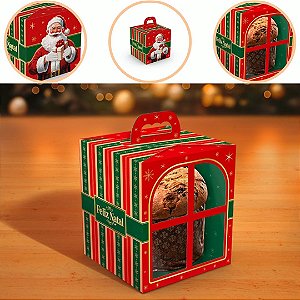 10 CAIXA P/ PANETONE 500G C/ VISOR JANELA 15X15X17 NATAL 6151 ( NATAL IDEIA 2026 )