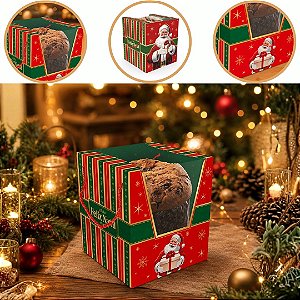 10 CAIXA P/ PANETONE DE 500G C/ VISOR ALÇA 15X15X17 6156 ( NATAL IDEIA 2026 )