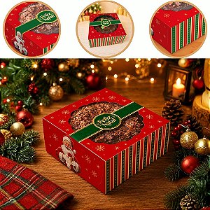 10 CAIXA P/ BOLO NATAL C/ VISOR 25X25X10 6159 ( NATAL IDEIA 2026 )