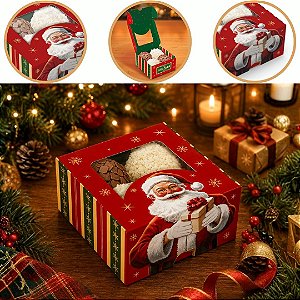 10 CAIXA P/ 4 DOCES DE NATAL C/ VISOR 8X8X4 6167 ( NATAL IDEIA 2026 )