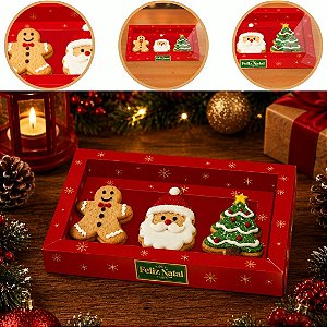 10 CAIXA MOLDURA P/3 BISCOITOS DE NATAL 20X12X2 6177 ( NATAL IDEIA 2026 )