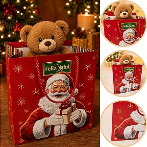 10 SACOLA DE NATAL M 26X23X27 FELIZ NATAL 6198 ( NATAL IDEIA 2026 )