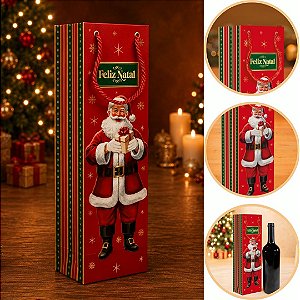 10 SACOLA P/ GARRAFA DE VINHO 11X8X36  FELIZ NATAL 6200 ( NATAL IDEIA 2026 )