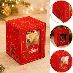 10 CAIXA P/ MINI PANETONE DE 100G C/ VISOR 10X10X12 6203 ( NATAL IDEIA 2026 )
