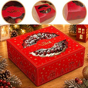 10 CAIXA P/ BOLO NATAL C/ VISOR 25X25X10 6211 ( NATAL IDEIA 2026 )