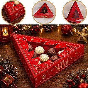 10 CAIXA ÁRVORE P/ 10 DOCES DE NATAL C/ VISOR 25X20X4 6214 ( NATAL IDEIA 2026 )