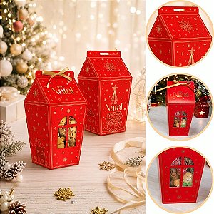10 CAIXA LEMBRANCINHA C/ VISOR JANELA  9X9X18 NATAL 6221 ( NATAL IDEIA 2026 )