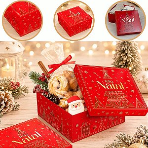 10 CAIXA P/ PRESENTE NATAL M 26X26X12 C/ TAMPA BRILHOS DE NATAL 6226 ( NATAL IDEIA 2026 )