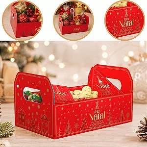 10 CESTA DE NATAL M CAIXOTE 22X14X12 BRILHOS DE NATAL 6228 ( NATAL IDEIA 2026 )