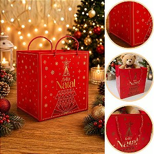 10 SACOLA DE NATAL M 26X23X27 BRILHOS DE NATAL 6232 ( NATAL IDEIA 2026 )