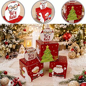 10 MINI CAIXA LEMBRANCINHA POP UP NATAL 7X7X7 DIVERTIDO 6261 ( NATAL IDEIA 2026 )