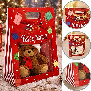 10 SACOLA MALETA C/ VISOR E FITA PRESENTE DE NATAL 19X9X26 DIVERTIDO 6269 ( NATAL IDEIA 2026 )