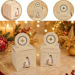 10 MINI CAIXA LEMBRANCINHA POP UP CRISTÃ NASCEU O AMOR 7X7X7 6278 ( NATAL IDEIA 2026 )