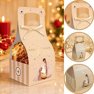 10 CACHEPOT NATAL MINI PANETONE COM ALÇA E FITA 10X10X23 CRISTÃ 6280 ( NATAL IDEIA 2026 )