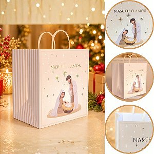 10 SACOLA DE NATAL P1 24X17X26 CRISTÃ NASCEU O AMOR 6281 ( NATAL IDEIA 2026 )