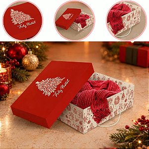 10 CAIXA PRESENTE DE NATAL C/ ELASTICO P 24X18X8 6282 ( NATAL IDEIA 2026 )