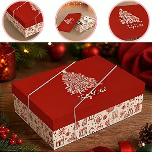 10 CAIXA PRESENTE DE NATAL C/ ELASTICO M  35X35X11 6283 ( NATAL IDEIA 2026 )