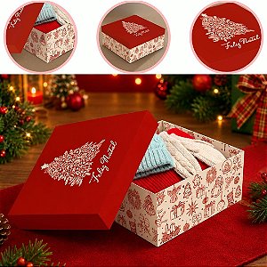 10 CAIXA P/ PRESENTE NATAL M 26X26X12 C/ TAMPA  6285 ( NATAL IDEIA 2026 )