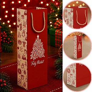 10 SACOLA  P/ GARRAFA DE VINHO PRESENTE NATAL 11X8X36 6293 ( NATAL IDEIA 2026 )
