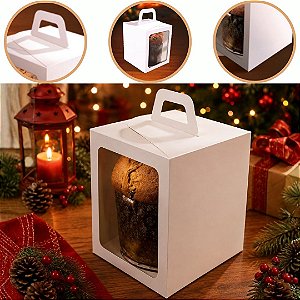 10 CAIXA PANETONE COM VISOR BRANCA 300G 6296 ( NATAL IDEIA 2026 )
