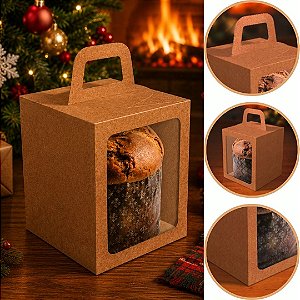10 CAIXA PANETONE KRAFT COM VISOR 300G 6297 ( NATAL IDEIA 2026 )