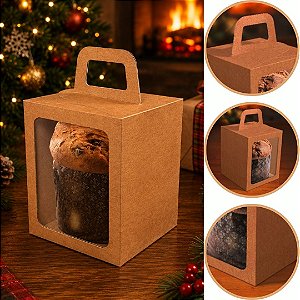 10 CAIXA P/ MINI PANETONE KRAFT  C/ VISOR 100G 6299 ( NATAL IDEIA 2026 )