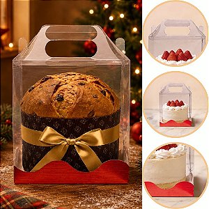 10 MALETA P/ PRESENTE DE NATAL CRISTAL C/ BASE LAMINADA VERMELHA 12X12X14 5636 ( NATAL IDEIA 2026 )