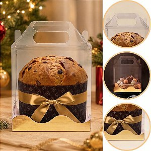 10 MALETA P/ PRESENTE DE NATAL CRISTAL C/ BASE LAMINADA OURO 14X14X16 5232 ( NATAL IDEIA 2026 )