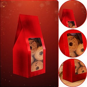 10 SACO LEMBRANCINHA C/ VISOR LAMINADO VERMELHO P 8X7X12 5508 ( NATAL IDEIA 2026 )