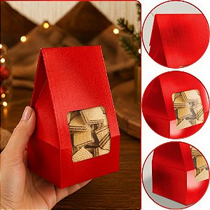 10 SACO LEMBRANCINHA C/ VISOR LAMINADO VERMELHO PP 7X5X12 6309 ( NATAL IDEIA 2026 )