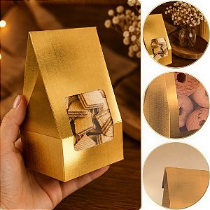 10 SACO LEMBRANCINHA C/ VISOR LAMINADO OURO PP 7X5X12 6308 ( NATAL IDEIA 2026 )