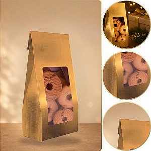 10 SACO LEMBRANCINHA C/ VISOR LAMINADO OURO M 12X6X23 5511 ( NATAL IDEIA 2026 )