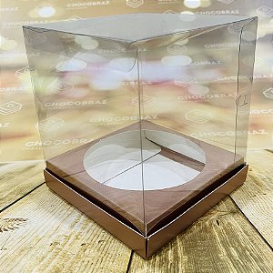 5 CAIXAS PANETONE 500G TAMPA DE ACETATO ROSE GOLD 16X16X16 2816 ( IDEIA NATAL OUTLET )