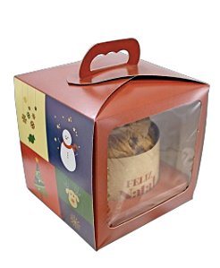 5 CAIXA PANETONE 500G COM ALÇA E VISOR 16X16X16 3299 MARRY CRISTMAS ( IDEIA NATAL OUTLET )