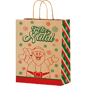25 SACOLA PRESENTE G KRAFT PAPAI NOEL NATAL FESTCOLOR