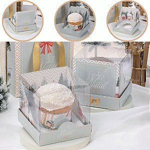 10 CAIXA PARA MINI PANETONE COM TAMPA DE ACETATO ACREDITAR 6031 (JANGO NATAL 2026)