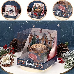 5 CAIXA PARA PANETONE 500g COM TAMPA DE ACETATO MEMÓRIAS 6040 (JANGO NATAL 2026)