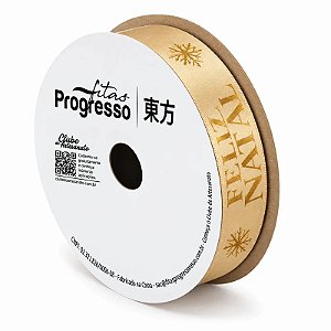 ROLO DE 10 METROS DE FITA 22MM FELIZ NATAL OURO 1121 ( PROGRESSO ) XXXXXX SAIDA AUTOMATICA