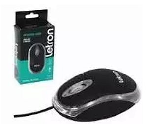 Mouse Usb c/ Led 3. Botões Letron. 800Dpi  Preto
