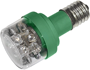 Lâmpada De Led Verde - Base E17 - 24VCC - Ledtronics - BBL601-03-01