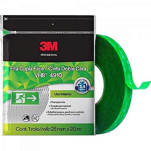 Fita Dupla Face 25mm x 20m VHB 4910 FP Transparente 3M