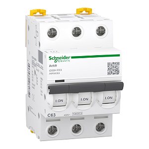 Disjuntor Tripolar 63A 400v - Schneider - iC60H C63a A9F84363