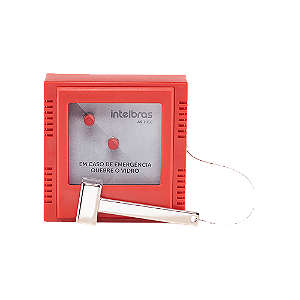 Acionador de emergência quebra vidro AS 1010 da Intelbras para sistemas de alarme.