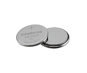 Bateria de lítio 3 V CR2032 da Intelbras, 220 mAh, ideal para dispositivos compactos.